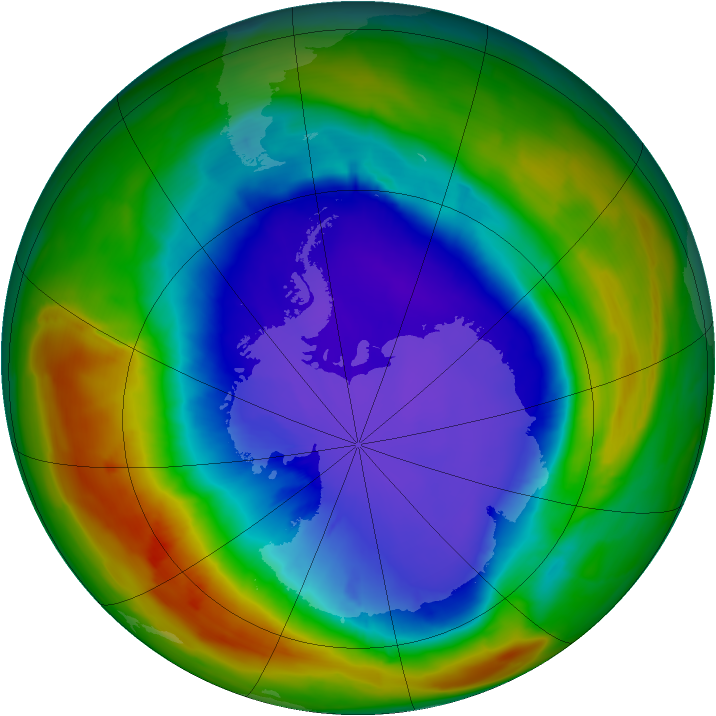 Antarctic ozone map for 26 September 2014